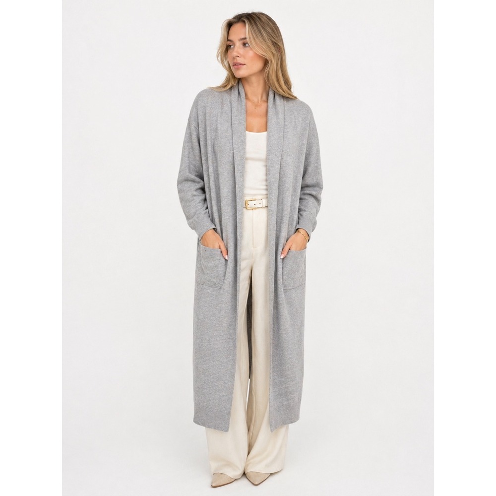 Express Long Duster Wool Modal Cardigan M Softgirl Minimalist Cozy Quiet Luxury